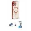 MARSİLYAN™- iPhone 12 Pro Max Kılıf Nova Işık Özel Seri - Siyah 5D Eko Cam Ekran Koruyucu + Gold Shine Kamera Lens Koruma Cam