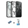 MARSİLYAN™- iPhone 12 Pro Max Kılıf Nova Işık Özel Seri - Siyah 5D Eko Cam Ekran Koruyucu + Gold Shine Kamera Lens Koruma Cam