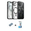 MARSİLYAN™- iPhone 12 Pro Max Kılıf Nova Işık Özel Seri - Siyah 5D Eko Cam Ekran Koruyucu + Shine Kamera Lens Koruma Cam - GS