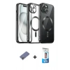 MARSİLYAN™- iPhone 12 Pro Max Kılıf Nova Işık Özel Seri - Siyah 5D Eko Cam Ekran Koruyucu + Metal Kamera Lens Koruma Cam - GD