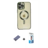 MARSİLYAN™- iPhone 12 Pro Max Kılıf Nova Işık Özel Seri - Siyah 5D Eko Cam Ekran Koruyucu + Metal Kamera Lens Koruma Cam - GD
