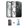 MARSİLYAN™- iPhone 12 Pro Max Kılıf Nova Işık Özel Seri - Siyah 5D Eko Cam Ekran Koruyucu + Neon Fosforlu Kamera Lens - TU