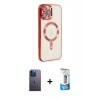 MARSİLYAN™- iPhone 12 Pro Max Kılıf Nova Işık Özel Seri - Siyah 5D Eko Cam Ekran Koruyucu + Neon Fosforlu Kamera Lens - MI