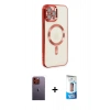 MARSİLYAN™- iPhone 12 Pro Max Kılıf Nova Işık Özel Seri - Siyah 5D Eko Cam Ekran Koruyucu + Neon Fosforlu Kamera Lens - TU
