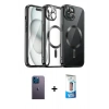 MARSİLYAN™- iPhone 12 Pro Max Kılıf Nova Işık Özel Seri - Siyah 5D Eko Cam Ekran Koruyucu + Neon Fosforlu Kamera Lens - MI