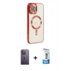 MARSİLYAN™- iPhone 12 Pro Max Kılıf Nova Işık Özel Seri - Siyah 5D Eko Cam Ekran Koruyucu + Neon Fosforlu Kamera Lens - BZ