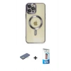 MARSİLYAN™- iPhone 12 Pro Max Kılıf Nova Işık Özel Seri - Siyah 5D Eko Cam Ekran Koruyucu + Renkli Kamera Lens Koruma Cam - YL