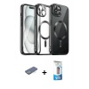 MARSİLYAN™- iPhone 12 Pro Max Kılıf Nova Işık Özel Seri - Siyah 5D Eko Cam Ekran Koruyucu + Renkli Kamera Lens Koruma Cam - YL