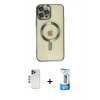 MARSİLYAN™- iPhone 12 Pro Max Kılıf Nova Işık Özel Seri - Siyah 5D Eko Cam Ekran Koruyucu + Shine Kamera Lens - LT