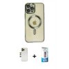 MARSİLYAN™- iPhone 12 Pro Max Kılıf Nova Işık Özel Seri - Siyah 5D Eko Cam Ekran Koruyucu + Shine Kamera Lens - GD