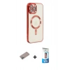 MARSİLYAN™- iPhone 12 Pro Max Kılıf Nova Işık Özel Seri - Siyah 5D Eko Cam Ekran Koruyucu + Shine Kamera Lens Koruma Cam - SABE