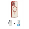MARSİLYAN™- iPhone 12 Pro Max Kılıf Nova Işık Özel Seri - Siyah 5D Eko Cam Ekran Koruyucu + Shine Kamera Lens - LT
