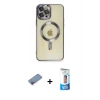 MARSİLYAN™- iPhone 12 Pro Max Kılıf Nova Işık Özel Seri - Siyah 5D Eko Cam Ekran Koruyucu + Shine Kamera Lens Koruma Cam - PE