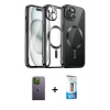 MARSİLYAN™- iPhone 12 Pro Max Kılıf Nova Işık Özel Seri - Siyah 5D Eko Cam Ekran Koruyucu + Neon Fosforlu Kamera Lens - YL