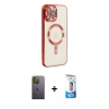 MARSİLYAN™- iPhone 12 Pro Max Kılıf Nova Işık Özel Seri - Siyah 5D Eko Cam Ekran Koruyucu + Neon Fosforlu Kamera Lens - YL