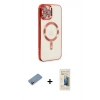 MARSİLYAN™- iPhone 12 Pro Max Kılıf Nova Işık Özel Seri - Siyah 6D Mat Seramik Hayalet Nano Ekran Koruyucu + Shine Kamera Lens Koruma Cam - PE