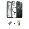 MARSİLYAN™- iPhone 12 Pro Max Kılıf Nova Işık Özel Seri - Siyah 6D Mat Seramik Hayalet Nano Ekran Koruyucu + Shine Kamera Lens Koruma Cam - SH