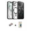 MARSİLYAN™- iPhone 12 Pro Max Kılıf Nova Işık Özel Seri - Siyah 6D Mat Seramik Hayalet Nano Ekran Koruyucu + Shine Kamera Lens Koruma Cam - SABE