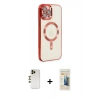 MARSİLYAN™- iPhone 12 Pro Max Kılıf Nova Işık Özel Seri - Siyah 6D Mat Seramik Hayalet Nano Ekran Koruyucu + Shine Kamera Lens - GD