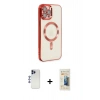 MARSİLYAN™- iPhone 12 Pro Max Kılıf Nova Işık Özel Seri - Siyah 6D Mat Seramik Hayalet Nano Ekran Koruyucu + Shine Kamera Lens - LT