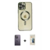 MARSİLYAN™- iPhone 12 Pro Max Kılıf Nova Işık Özel Seri - Siyah 6D Mat Seramik Hayalet Nano Ekran Koruyucu + Neon Fosforlu Kamera Lens - BZ