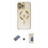 MARSİLYAN™- iPhone 12 Pro Max Kılıf Nova Işık Özel Seri - Siyah 6D Mat Seramik Hayalet Nano Ekran Koruyucu + Metal Kamera Lens Koruma Cam - GD