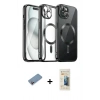 MARSİLYAN™- iPhone 12 Pro Max Kılıf Nova Işık Özel Seri - Siyah 6D Mat Seramik Hayalet Nano Ekran Koruyucu + Shine Kamera Lens Koruma Cam - PE