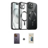 MARSİLYAN™- iPhone 12 Pro Max Kılıf Nova Işık Özel Seri - Siyah 6D Mat Seramik Hayalet Nano Ekran Koruyucu + Neon Fosforlu Kamera Lens - SI
