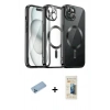 MARSİLYAN™- iPhone 12 Pro Max Kılıf Nova Işık Özel Seri - Siyah 6D Mat Seramik Hayalet Nano Ekran Koruyucu + Shine Kamera Lens Koruma Cam - MI