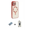 MARSİLYAN™- iPhone 12 Pro Max Kılıf Nova Işık Özel Seri - Siyah Bilvis Hayalet Cam Ekran Koruyucu + Shine Kamera Lens Koruma Cam - GI