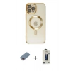 MARSİLYAN™- iPhone 12 Pro Max Kılıf Nova Işık Özel Seri - Siyah Bilvis Hayalet Cam Ekran Koruyucu + Kırmızı Metal Kamera Lens Koruma Cam