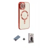 MARSİLYAN™- iPhone 12 Pro Max Kılıf Nova Işık Özel Seri - Siyah Bilvis Hayalet Cam Ekran Koruyucu + Metal Kamera Lens Koruma Cam - KI