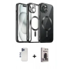 MARSİLYAN™- iPhone 12 Pro Max Kılıf Nova Işık Özel Seri - Siyah Bilvis Hayalet Cam Ekran Koruyucu + Shine Kamera Lens - LT