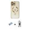 MARSİLYAN™- iPhone 12 Pro Max Kılıf Nova Işık Özel Seri - Siyah Bilvis Hayalet Cam Ekran Koruyucu + Mavi Shine Kamera Lens Koruma Cam