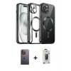 MARSİLYAN™- iPhone 12 Pro Max Kılıf Nova Işık Özel Seri - Siyah Bilvis Hayalet Cam Ekran Koruyucu + Neon Fosforlu Kamera Lens - SI
