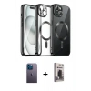MARSİLYAN™- iPhone 12 Pro Max Kılıf Nova Işık Özel Seri - Siyah Bilvis Hayalet Cam Ekran Koruyucu + Neon Fosforlu Kamera Lens - MI