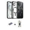 MARSİLYAN™- iPhone 12 Pro Max Kılıf Nova Işık Özel Seri - Siyah Bilvis Hayalet Cam Ekran Koruyucu + Renkli Kamera Lens Koruma Cam - MI