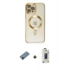 MARSİLYAN™- iPhone 12 Pro Max Kılıf Nova Işık Özel Seri - Siyah Bilvis Hayalet Cam Ekran Koruyucu + Shine Kamera Lens Koruma Cam - SH