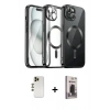 MARSİLYAN™- iPhone 12 Pro Max Kılıf Nova Işık Özel Seri - Siyah Bilvis Hayalet Cam Ekran Koruyucu + Shine Kamera Lens - GD