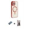 MARSİLYAN™- iPhone 12 Pro Max Kılıf Nova Işık Özel Seri - Siyah Bilvis Hayalet Cam Ekran Koruyucu + Shine Kamera Lens Koruma Cam - SH