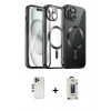 MARSİLYAN™- iPhone 12 Pro Max Kılıf Nova Işık Özel Seri - Siyah Bilvis Hayalet Cam Ekran Koruyucu + Shine Kamera Lens - GD