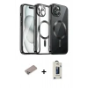 MARSİLYAN™- iPhone 12 Pro Max Kılıf Nova Işık Özel Seri - Siyah Bilvis Hayalet Cam Ekran Koruyucu + Shine Kamera Lens Koruma Cam - SABE