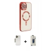 MARSİLYAN™- iPhone 12 Pro Max Kılıf Nova Işık Özel Seri - Siyah Bilvis Hayalet Cam Ekran Koruyucu + Shine Kamera Lens - GD