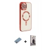 MARSİLYAN™- iPhone 12 Pro Max Kılıf Nova Işık Özel Seri - Siyah Bilvis Hayalet Cam Ekran Koruyucu + Shine Kamera Lens Koruma Cam - GI