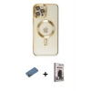 MARSİLYAN™- iPhone 12 Pro Max Kılıf Nova Işık Özel Seri - Siyah Bilvis Hayalet Cam Ekran Koruyucu + Shine Kamera Lens Koruma Cam - GD