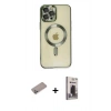 MARSİLYAN™- iPhone 12 Pro Max Kılıf Nova Işık Özel Seri - Siyah Bilvis Hayalet Cam Ekran Koruyucu + Shine Kamera Lens Koruma Cam - SABE