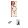 MARSİLYAN™- iPhone 12 Pro Max Kılıf Nova Işık Özel Seri - Siyah Bilvis Hayalet Cam Ekran Koruyucu + Shine Kamera Lens Koruma Cam - SABE