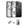 MARSİLYAN™- iPhone 12 Pro Max Kılıf Nova Işık Özel Seri - Siyah Bilvis Hayalet Cam Ekran Koruyucu + Shine Kamera Lens Koruma Cam - SABE