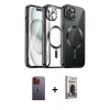 MARSİLYAN™- iPhone 12 Pro Max Kılıf Nova Işık Özel Seri - Siyah Bilvis Hayalet Cam Ekran Koruyucu + Neon Fosforlu Kamera Lens - TU