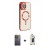 MARSİLYAN™- iPhone 12 Pro Max Kılıf Nova Işık Özel Seri - Siyah Bilvis Hayalet Cam Ekran Koruyucu + Neon Fosforlu Kamera Lens - YL